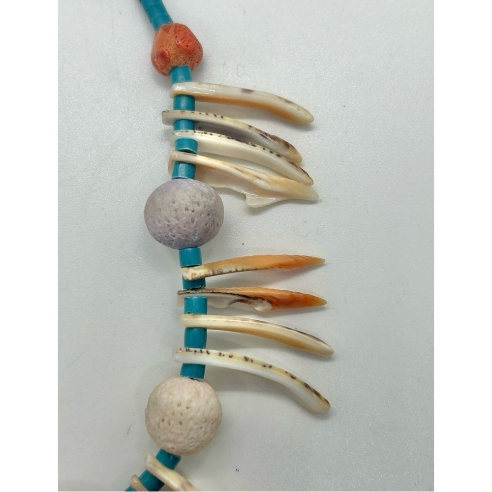 Vintage Turquoise Spiny Shell Bead Native American Heshi Beaded Necklace 23” - Picture 9 of 11